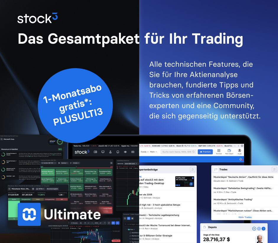 Kursplus-Anzeige für stock3 Ultimate – das Gesamtpaket für Ihr Trading