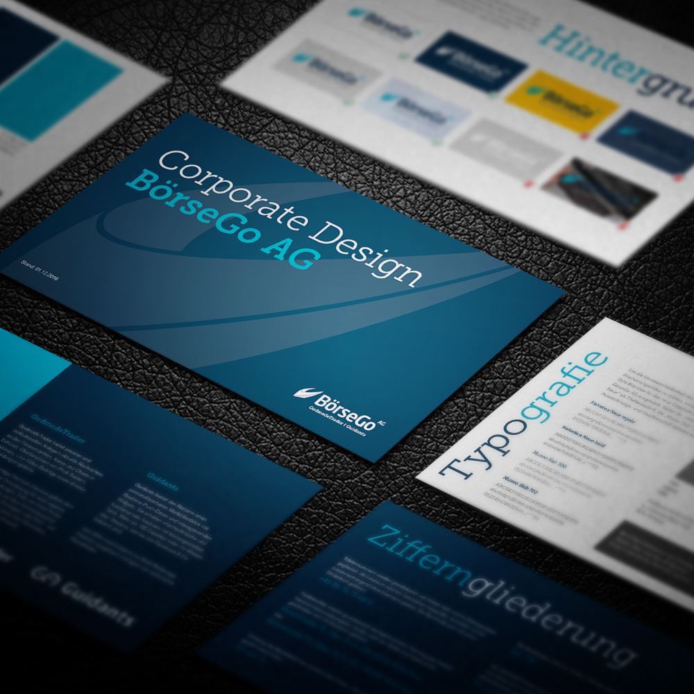 Corporate Design BörseGo AG – Präsentationsmappe und Drucksorten