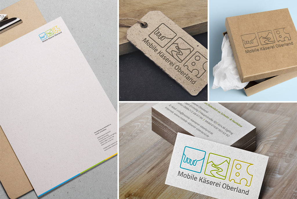 Corporate Design Mobile Käserei Oberland – Papier, Anhänger, Box und Visitenkarten