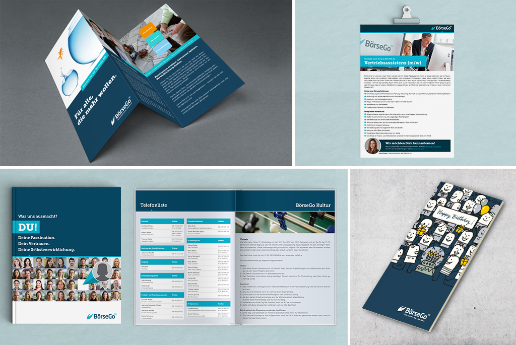 Corporate Design BörseGo AG – Personalbroschüren und Stellenanzeigen